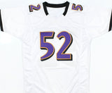 Ray Lewis Autographed White Pro Style Jersey w/HOF - Beckett W Hologram *Silver