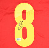 Xavi Autographed Spain Home Soccer Jersey #8 - Beckett Hologram *M