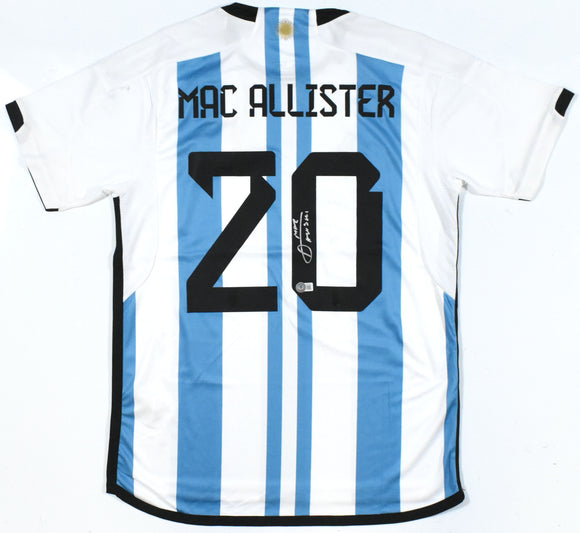 Alexis Mac Allister Autographed Argentina Home Soccer Jersey #20-Beckett Holo *L