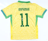 Raphinha Autographed Brazil Home Soccer Jersey #11 - Beckett Hologram *M