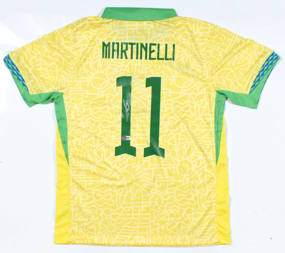 Gabriel Martinelli Autographed Brazil Home Soccer Jersey #11-Beckett Hologram *L