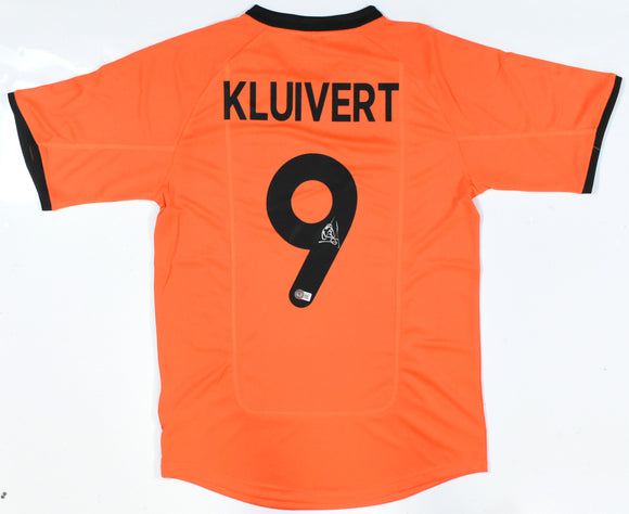 Patrick Kluivert Autographed Netherlands Home Soccer Jersey #9 - Beckett Holo *L