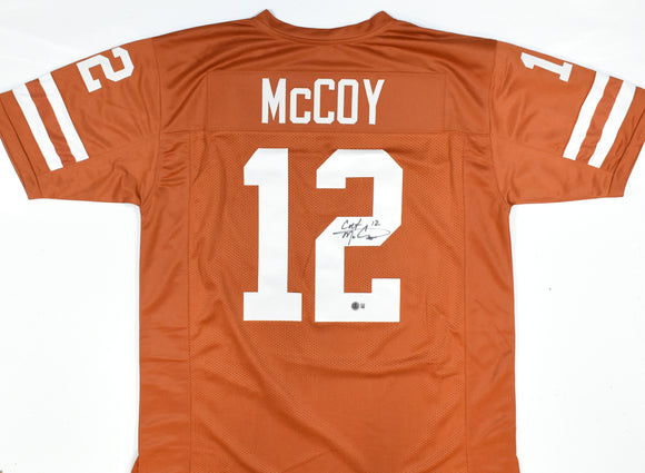 Colt McCoy Autographed Orange College Style Jersey- Beckett W Hologram *Black