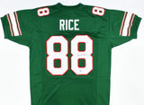 Jerry Rice Autographed Green College Style Jersey - Beckett *Black