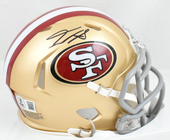 Isaac Guerendo Autographed 49ers Speed Mini Helmet- Beckett W Hologram *Black
