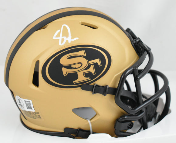 Upton Stout Signed San Francisco 49ers Rave Speed Mini Helmet - Beckett W Holo