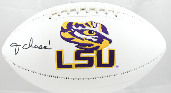 Ja'Marr Chase Autographed LSU Tigers Logo Football - Beckett W Hologram