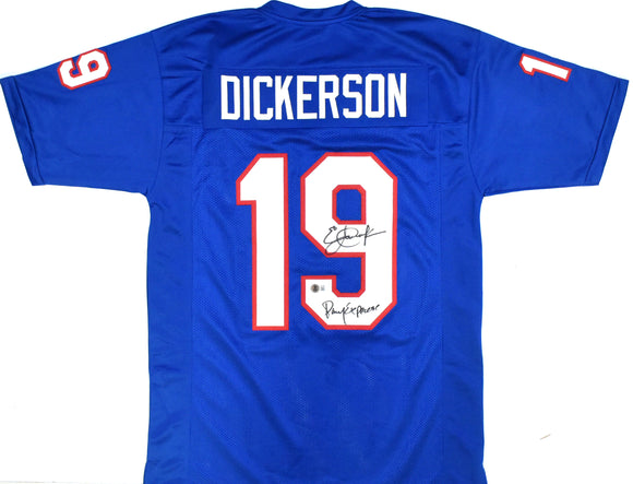 Eric Dickerson Autographed Blue College Style Jersey - Beckett W Hologram *Black