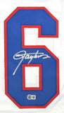 Lawrence Taylor Autographed White Pro Style Jersey - Beckett W Hologram *Silver