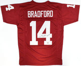 Sam Bradford Autographed Crimson College Style Jersey - Beckett W Holo *Silver