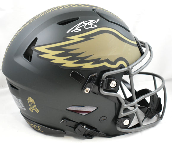 A.J. Brown Autographed Eagles F/S Salute 2025 SpeedFlex Helmet - Beckett W Holo