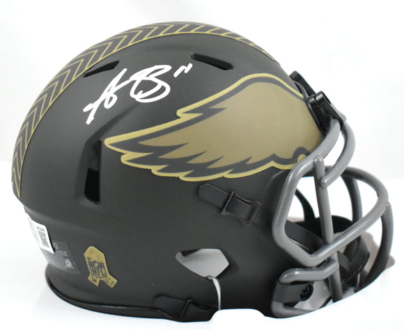 brown university football helmet A.J. Brown Autographed Eagles Salute 2025 Speed Mini Helmet Beckett W – The Jersey Source