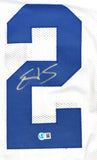 Edgerrin James Autographed White Pro Style Jersey - Beckett W Hologram *Silver