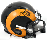 Marshall Faulk Autographed Rams 81-99 Speed Mini Helmet - Beckett W Holo *Black