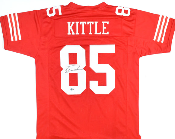 George Kittle Autographed Red Pro Style Jersey - Beckett W Hologram *Black
