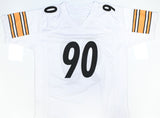 T.J. Watt Autographed White Pro Style Jersey - Beckett W Hologram *Silver