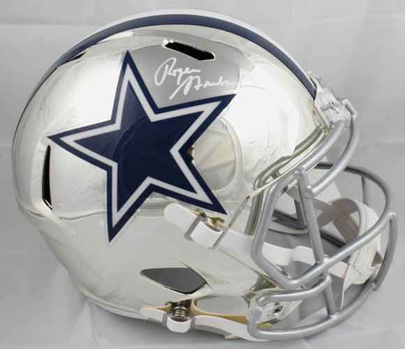 Roger Staubach Autographed Dallas Cowboys F/S Chrome Speed Helmet Beckett W Holo