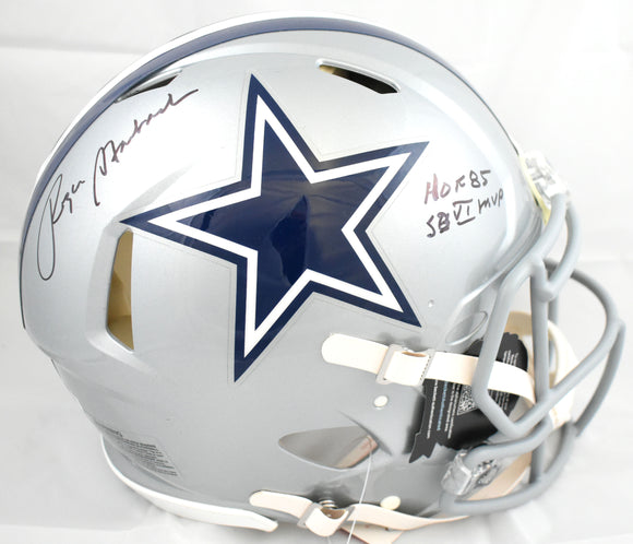 Roger Staubach Signed Cowboys F/S Speed Auth Helmet 2 insc. - Beckett W Holo