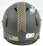 Michael Strahan Autographed Giants Salute 2025 Speed Mini Helmet -Beckett W Holo