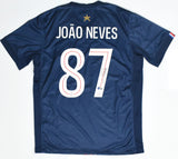 Joao Neves Autographed PSG Home Soccer Jersey #87 - Beckett W Holo *M