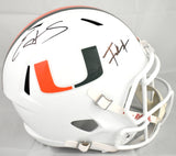 Edgerrin James Frank Gore Signed Miami Hurricanes F/S Speed Helmet BeckettW Holo