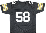 Jack Lambert Autographed Black Pro Style Jersey w/HOF - Beckett Hologram