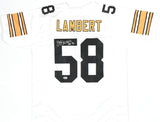 Jack Lambert Autographed White Pro Style Jersey w/HOF - Beckett Hologram *Silver