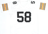 Jack Lambert Autographed White Pro Style Jersey w/HOF - Beckett Hologram *Silver