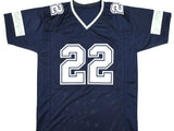 Emmitt Smith Autographed Blue Pro Style Jersey - Beckett W Hologram *Black