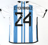 Enzo Fernandez Autographed Argentina Home Soccer Jersey #24 - Beckett Holo *M