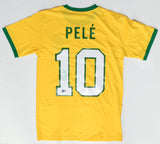Pele Autographed Brazil Home Soccer Jersey #10 - Beckett Holo *XL