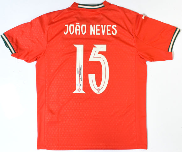 Joao Neves Autographed Portugal Home Soccer Jersey #15 - Beckett W