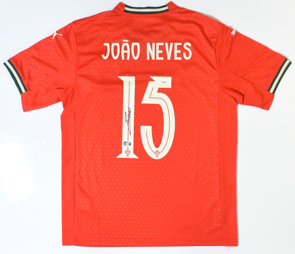 Joao Neves Autographed Portugal Home Soccer Jersey #15 - Beckett W