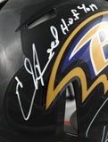 Ray Lewis Ed Reed Signed Ravens F/S Speed Auth Helmet HOF Beckett W Holo *Damage