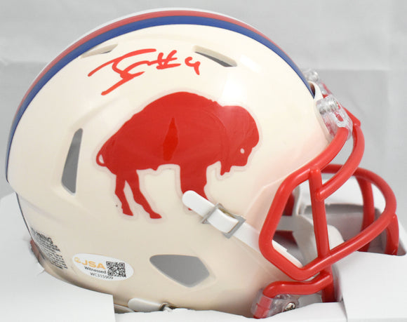 James Cook Autographed Buffalo Bills Retro Speed Mini Helmet