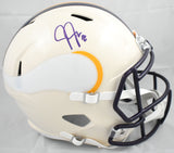 Justin Jefferson Autographed Vikings F/S Retro Speed Helmet - Beckett W Holo
