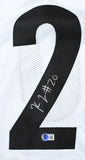 Kaleb Johnson Autographed White Pro Style Jersey - Beckett W Hologram