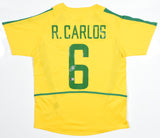 Roberto Carlos Autographed Brazil Home Soccer Jersey #6 - Beckett W Holo *M