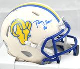 Torry Holt Autographed Rams Retro Speed Mini Helmet - Beckett W Holo *Blue