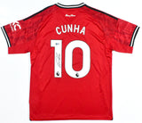 Matheus Cunha Autographed Manchester United Home Soccer Jersey #10 - Beckett  *L