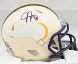 Justin Jefferson Autographed Minnesota Vikings Retro Speed Mini Helmet-Beckett W