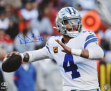 Dak Prescott Autographed Dallas Cowboys 16x20 Passing Photo - Beckett W Holo