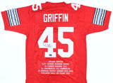 Archie Griffin Autographed Red College Stat Style Jersey w/HT 74/75 - Prova