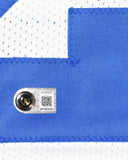 Marshall Faulk Autographed White Pro Style STAT Jersey - Beckett W Hologram