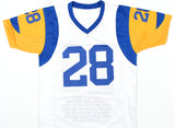 Marshall Faulk Autographed White Pro Style STAT Jersey - Beckett W Hologram