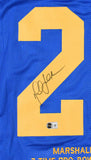 Marshall Faulk Autographed Blue Pro Style STAT Jersey - Beckett W Hologram