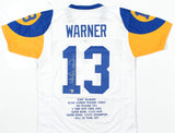 Kurt Warner Autographed White Pro Style STAT Jersey - Beckett W Hologram