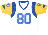 Isaac Bruce Autographed White Pro Style Jersey - Beckett W Hologram