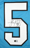 Luke Kuechly Autographed Carolina Blue Pro Style STAT Jersey - Beckett W Holo