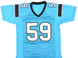Luke Kuechly Autographed Carolina Blue Pro Style STAT Jersey - Beckett W Holo